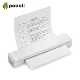 Printers Poooli A4 Paper Printer Direct Thermal Transfer Printer Mobile Printer Portable Photo Printer Bluetooth 300dpi wth 1Pcs Ribbon