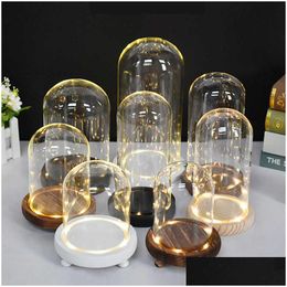 Candles Dome Display Scented Clear Cloche Glass Bell Jar With Wood Base Mtiple Size Decoration For Candle Drop Delivery Home Garden Dh3Al