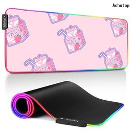 Rests RGB 900x400 Large Mouse Pad XXL Gaming Mouse Pad Gamer Computer Mousepad Pink Cute milk Girls Backlight Carpet Keyboard Desk Mat