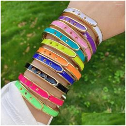 Bangle 5Pcs Shiny Mitcolor Enamel Bracelet Femme Colorf Brass Adjustment Simple Magnetic Bangles Bracelets For Women Jewelr Drop Del Dhryn