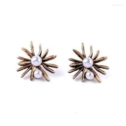 Stud Earrings LUBOV 2023 Design Retro Flower Women Nightclub Royal Style Ladies Pearl Jewellery