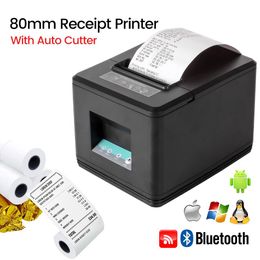 Printers 80mm Thermal Receipt Printer Desktop POS Bill Printers With Auto Cutter Windows Driver ESC Support LAN Bluetooth USB Wifi