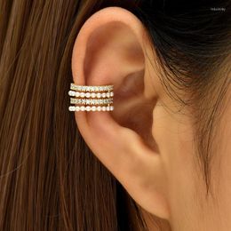 Hoop Earrings Gold Colour Pearl Fake Piercing For Women Man Cubic Zircon Ear Clip Earcuff Trendy Jewellery 2023