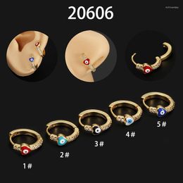 Hoop Earrings 1PC Bohemian 14K Gold Plated Round Coin Evile Eye For Women Drop Party Cubic Zirconia Jewellery