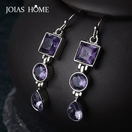 JoiasHome Silver 925 Jewelry Earring Amethyst Gemstones For Charm Lady Women Fine Jewelry Wedding Party Wholesale Gift