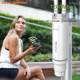 Routers Outdoor WiFi Repeater AC1200 Router Amplifier Wi Fi Booster Outside AP WiFi Extender 2.4G+5GHz Poe Access Point Base Station