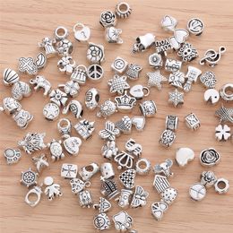 Sale 60 Pcs/Set Various Styles Retro Metal Large Beads Accessories Women's Fashion Bracelets Jewellery Making Supplies Charms DIY