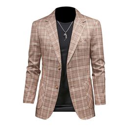 Men's Suits & Blazers Brand Clothing Casual SuitJacket Korean Version Slim Suit Top Coat Business Long Sleeves Button Cotton