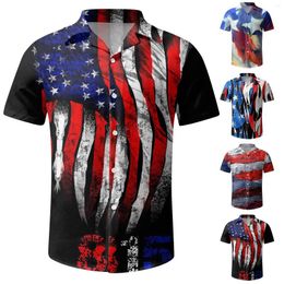 Men's Casual Shirts Independence Day Stripped-down Graphic Tee Stereoscopic Short Sleeves Shirt Stays For Men Camisa