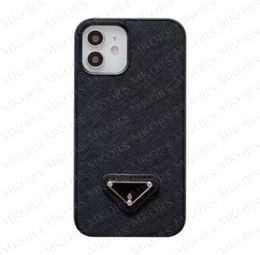 Top Grade Mobile Phone Cases for IPhone 13 12 11 Pro Max X Xs Xr 8 7 Plus Leather Back Shell Case Triangle Label Smartphone Cover25005843