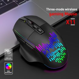 Mice Threemode 2.4G Bluetooth Wired Gaming Mouse 1600DPI Optical Computer Mouse RGB Wireless Mice USB Mouse For Gamer Office Laptops