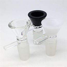 5mm Heady Bowl Slides for Bong Purple Green Black White 14mm Male with Handle Smoking Accessory Glass Water Pipe Bongs 18mm Bowls