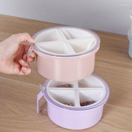 Storage Bottles Seasoning Jar Kitchen Round Salt Sugar Container With Spoon Multifunctional Plastic Box