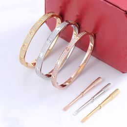 Titanium Steel luxury Bracelet Women Men love series bangle width 5mm 7mm silver rose gold Screwdriver Bangle with diamond size 16-19cm