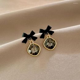 Dangle Earrings Cute Bow Crystal Square Earring For Women Girls Party Fashion Jewelry Birthday Festival Christmas Gifts