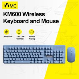 Combos MC KM600 Wireless Keyboard and Mouse Combo Bluetooth Full Size 104 Keys Keyboard and Portable Wireless Mouse for Windows PC iPad