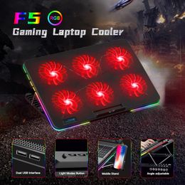 Pads Coolcold RGB Lighting Gaming Style 6 Fans LED Screen 1215.6inch Laptop Cooling Pad With Mobile Phone Holder