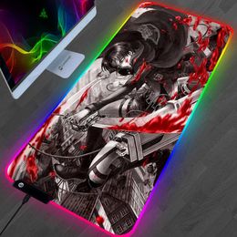 Rests RGB Attack on Titan Mouse Pad Gamer PC Completo Table Gaming Accessories Mousepad Keyboard Laptop Computer Speed Mice Desk Mat