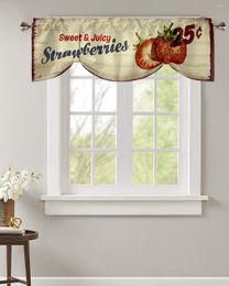 Curtain Fruit Strawberry Wood Grain Retro Window Valance Kitchen Cafe Short Curtains Living Room Tie-Up