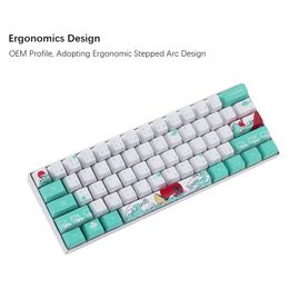 Accessories 60% PBT Keycaps Set Profile For MX Switches Mechanical Gaming Keyboard GK61 64 (Coral Sea Japanese)