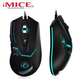 Mice imice USB Wired Gaming Computer Mouse Gamer game 3200 DPI Adjustable Optical Mice Gaming Mouse Ergonomic for Laptop PC Mouse X8