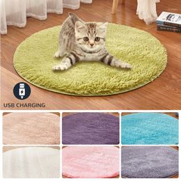 Cat Beds & Furniture Leak-proof Dog Heating Pad Pet Electric Heater Blanket Plush Mat Bed Warm Carpet USB Animals 40cm