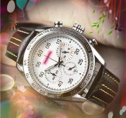 Top Grade Men Gentalmen Digital Number Dial Watch Stopwatch 42mm Thread Leather Band Clock Popular Casual Original Clasp Analog Casual Watches relogio masculino
