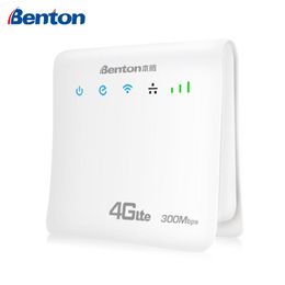 Routers Benton Unlocked 4G LTE Wifi Router 300Mbps Home Wireless CPE Modem Sim Card Unlimited With Dual Antenna Netwrok Wan/Lan Port