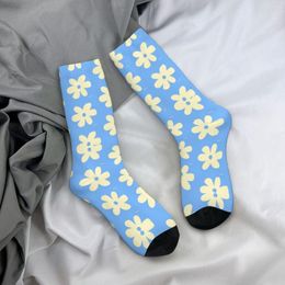 Men's Socks Pastel Blue Flower Print Men Women Polyester Fashion Colorful Floral Harajuku Spring Summer Autumn Winter Gift