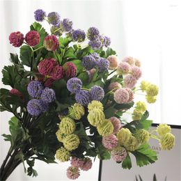 Decorative Flowers Artificial Fake Flower Green Onion Balls Bouquet Home Decoration Year's Livingroom Wedding Accessories