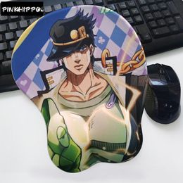 Pads PINKHIPPOS Anime JOJO Kujo Jotaro 3D Soft Gel Gaming Mouse Pad Mousepad Cartoon with Wrist Rest Keyboard Pad Computer Mat Gifts