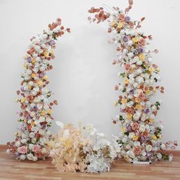 Decorative Flowers Artificial Silk Rose Flower Row 5D Runner Arch Glasses Hanging Wedding Stage Outdoor Home Supplies House Decor Boyfriend