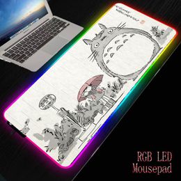 Rests Anime Totoro Mousepad Gaming Mouse Pad RGB LED Gamer Mat Computer Desk Padmouse Keyboard Kawaii Mouse Mat Locrkand Manga Mat XXL