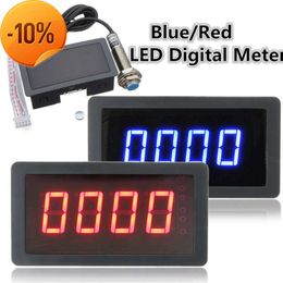 Novo 4 alta qualidade durável portátil útil digital LED tacômetro RPM medidor de velocidade + sensor de interruptor de proximidade Hall NPN azul/vermelho # 291434