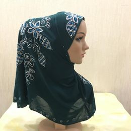 Ethnic Clothing H102 Top Quality Muslim Hijab With Rhinestones Amira Pull On Pray Scarf Headscarf Islam Scarves Head Cover Turban Caps