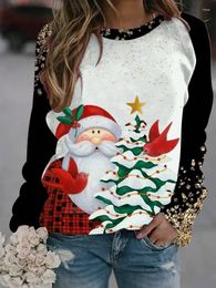 Women's Hoodies 2023 Summer Sweatshirt 3D Printed Santa Claus Hoodless Round Neck Pullover Y2K Women's Casual