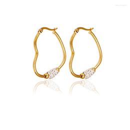 Hoop Earrings Gorgeous Heart Women Earring Gold Colour CZ Cubic Zircon For Girls Teens Love You Engagement Jewellery No Fade Aro