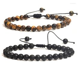 Beaded Strand Bracelet Men Simple Rope Braided Stone 6Mm Bead For Jewellery Gift Adjustable Drop Delivery Bracelets Dhw1H