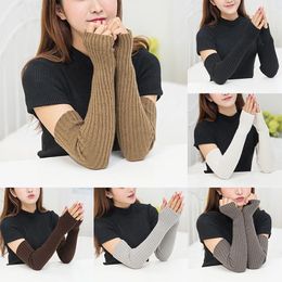 Knee Pads Women Knitted Woolen Arm Sleeve Gloves Winter Warm Warmers Fine Long Fingerless For Female Cover