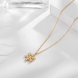 Chains Fashion Stainless Steel Colour Gold Frosted Small Snowflake Necklace Women's Simple Clavicle Chain Wholesale