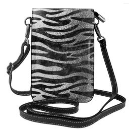 Evening Bags Silver Glitter Zebra Tiger Shoulder Bag Wild Animal Vintage Leather Travel Women Female Fashion Purse