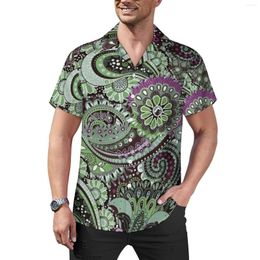 Men's Casual Shirts Retro Bohemian Print Shirt Paisley Floral Vacation Loose Hawaii Street Style Blouses Short Sleeve Oversize Clothing