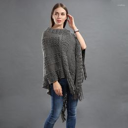 Moletons femininos outono mulheres 2023 suéteres de poncho de tricô capa manto femme suéter de gola em vil de bainha de bainha de bainha