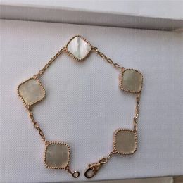 Fashion Classic 4/Four Leaf Clover Charm Bracelets Bangle Chain 18K Gold Agate Shell Mother-of-Pearl For Women&Girl Wedding Mother' Day Jewelry Women 3 PCS/Lot