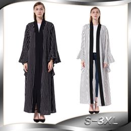 Ethnic Clothing 3XL Flare Sleeve Striped Cardigan Muslim Abaya Fashion Dubai Islamic Abayas Wq162 Prayer Service With Belt