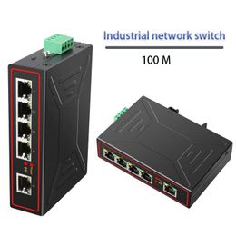 Switches DIN Rail type 5Port 100M Industrial network switch RJ45 Hub Internet Splitter RJ45 switch Plug and Play DC5V58V Enhance switch