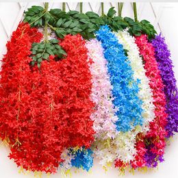 Decorative Flowers 6Pcs / Set 3.6 Feet Artificial Flower Encryption Lilac Wisteria Wedding Decoration Hanging Rattan DIY Garden Home