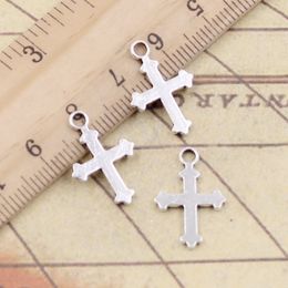 30pcs Charms double sided cross 19x12mm Tibetan Silver Colour Pendants Antique Jewellery Making DIY Handmade Craft