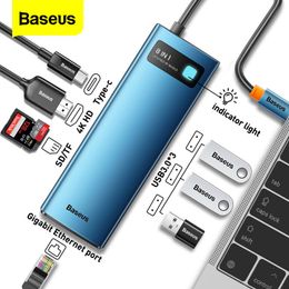 Stations Baseus Docking Station USB to Type C Adapter HDMIcompatible USB 3.0 HUB SD TF Reader PD 100W USB C HUB for MacBook Pro Air HUB