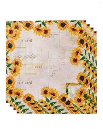 Table Napkin 4pcs Summer Farm Retro Flower Sunflower Square 50cm Wedding Decoration Cloth Kitchen Dinner Serving Napkins